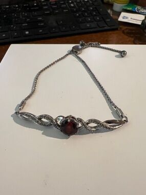 Kay Jewelers Silver Bracelet with lab created red and clear sapphires.
